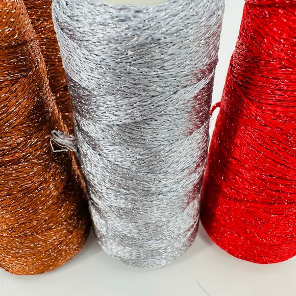 Karat Skacel Collection Sparkly Metallic Rayon Polyester DK Red Copper Silver - Picture 5 of 7